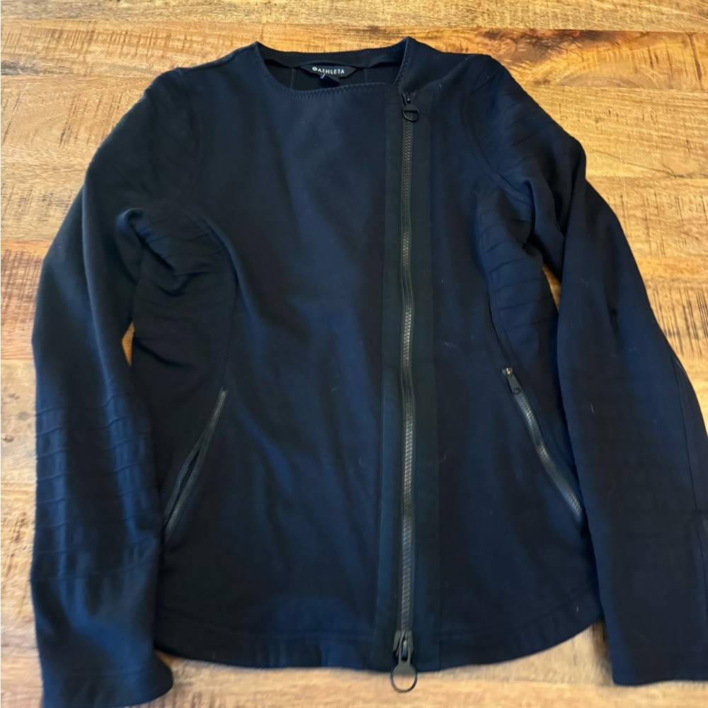 NWOT Athleta Black Women's moto jacket with Zipper Detail